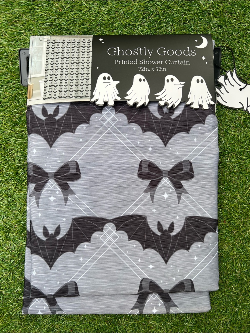 Halloween Goth Bats & Bows Fabric Shower Curtain